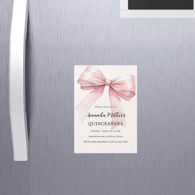 Invitation Magnétique Crème arc rose élégant Quinceanera luxe (Créateur téléchargé)