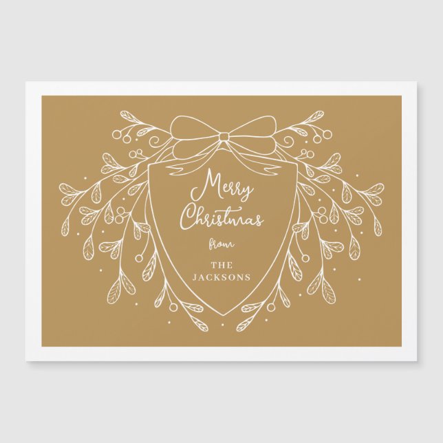 Invitation Magnétique Crête de Noël or ligne blanche art mistletoe (Devant)