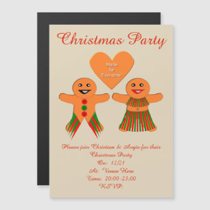Invitation Magnétique Cume Noël Gingerbread Couple Custom