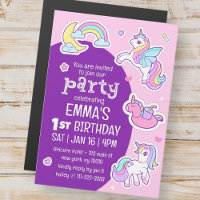 Cute Modern Rainbow Unicorns fête d'anniversaire p