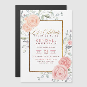 Invitation Magnétique Cute rose Aquarelle Blooms Printemps Fête des mari