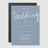Décontracté moderne Dusty Blue Typography Mariage