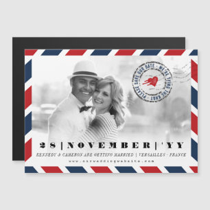 Invitation Magnétique Destination Enregistrer la date Airmail Postal Pho
