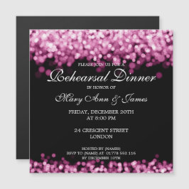 Invitation Magnétique Dîner de répétition mariage Lumières roses