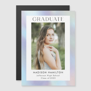 Invitation Magnétique Diplôme photo Holographique violet et bleu