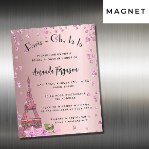 Invitation Magnétique Douche nuptiale Paris Tour Eiffel luxe rose