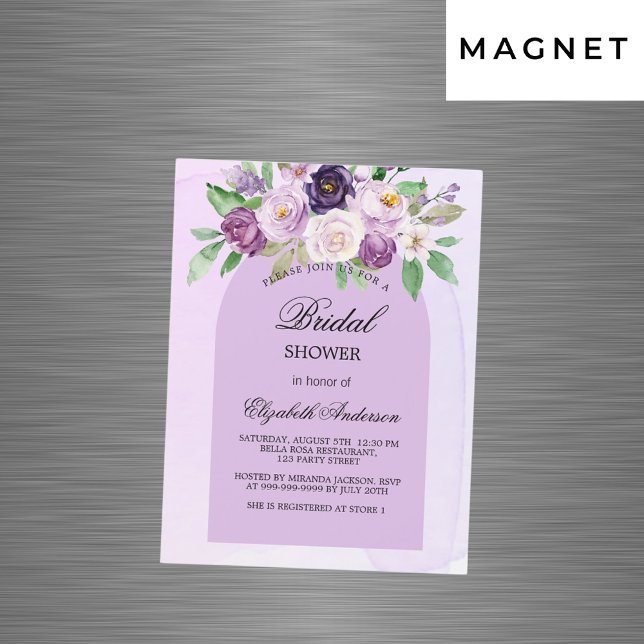 Invitation Magnétique Douche nuptiale violet fleurs violet arch luxe (Créateur téléchargé)