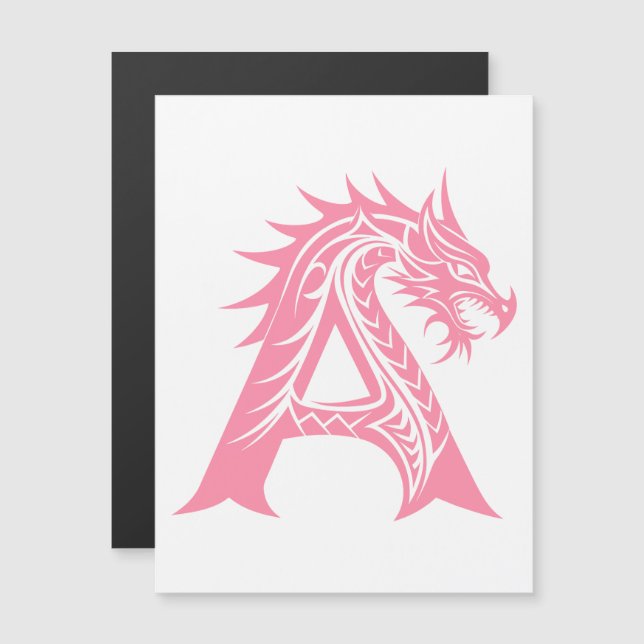 Invitation Magnétique Dragon Styled Letter A, Dragon Alphabet, Monogram (Devant / Derrière)