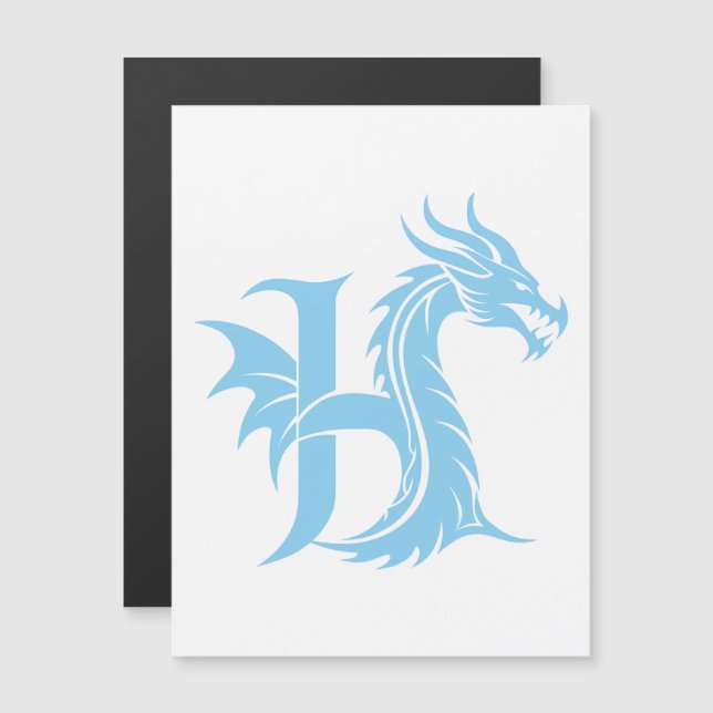 Invitation Magnétique Dragon Styled Letter H, Dragon Alphabet, Monogram (Devant / Derrière)