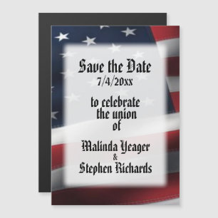 Invitation Magnétique Drapeau Américain Enregistrer la Date Police Perso