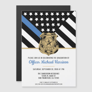 Invitation Magnétique Drapeau de la ligne bleue de la police Diplôme de 