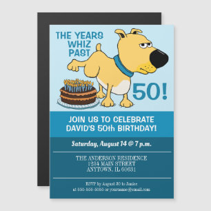 Invitation Magnétique Drôle Chien Peeing sur Gâteau fête d'anniversaire