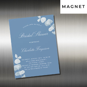 Invitation Magnétique Dusty bleu blanc eucalyptus luxe nuptiale douche