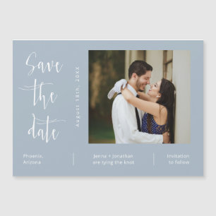 Invitation Magnétique Dusty Blue Minimalist Enregistrer l'aimant photo D