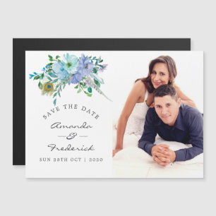 Invitation Magnétique Économisez la date de mariage floral boho menthe e