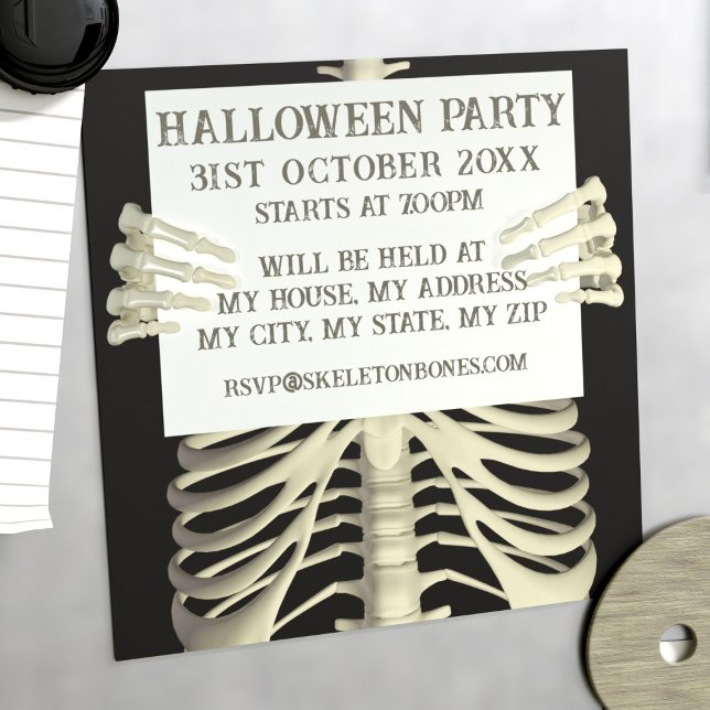 Invitation Magnétique Éffrayante Skeleton Halloween (Ripe for the scariest Halloween party details you can muster...)