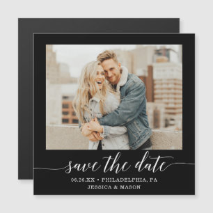 Invitation Magnétique Élégance Minimale Photo Mariage Enregistrer La Dat