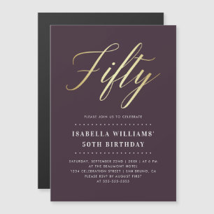 Invitation Magnétique Élégance simple   Faux Gold Cinquantième anniversa