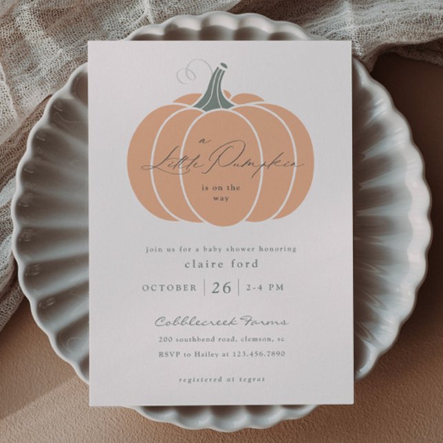 Invitation Magnétique Elégant Baby shower d'automne Orange Little Citrou (Elegant Orange Little Pumpkin Baby Shower Magnetic Invitations.)