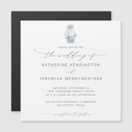 Invitation Magnétique Elégant Beach Seashell Mariage de script moderne