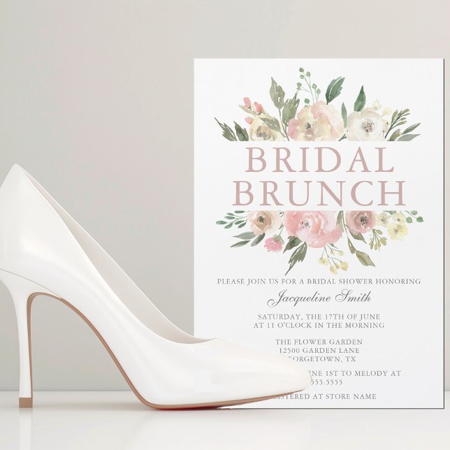 Invitation Magnétique Elégant Blush rose Floral Bridal Brunch Douche (Créateur téléchargé)