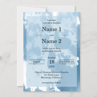 Invitation Magnétique Elégant Cerisier Blossom Cyanotype Mariage Invitat
