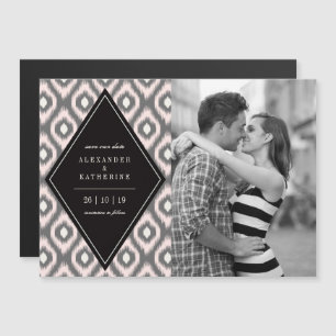 Invitation Magnétique Élégant Chic Mode Ikat Diamant Photo Enregistrer L