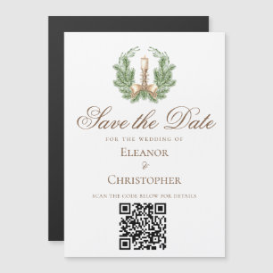 Invitation Magnétique Élégant code QR de bougie de Noël pour Sauvegarder