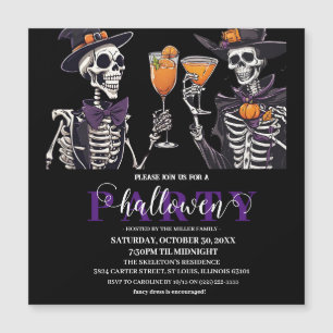 Invitation Magnétique Elégant crâne floral Adulte Halloween Party Invita