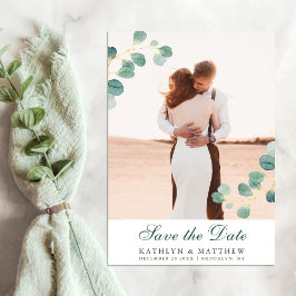 Invitation Magnétique Elégant Eucalyptus Vert Économisez La Date Mariage