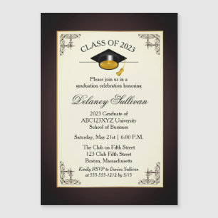 Invitation Magnétique Élégant Formal Gold College Graduation Party Invit
