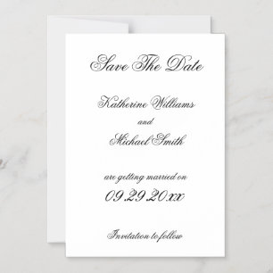 Invitation Magnétique Élégant Mariage Blanc Minimaliste Enregistrer La D