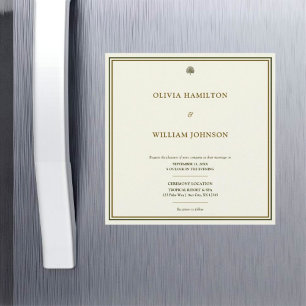 Invitation Magnétique Élégant Mariage de la typographie ivoire et or