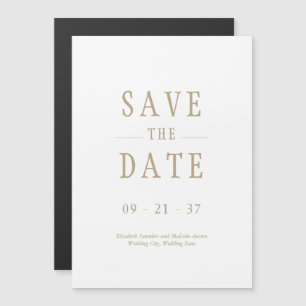 Invitation Magnétique Élégant Mariage Moderne Blanc Enregistrer La Date