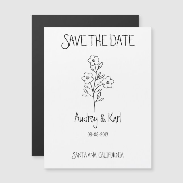 Invitation Magnétique Elegant, Modern and Minimalist Twigs Design (Devant / Derrière)