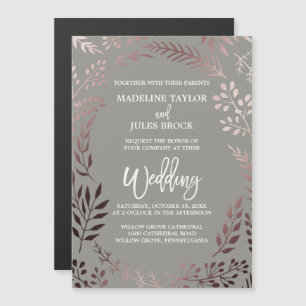 Invitation Magnétique Elégant Rose Gold et Grey Mariage de cadre feutr