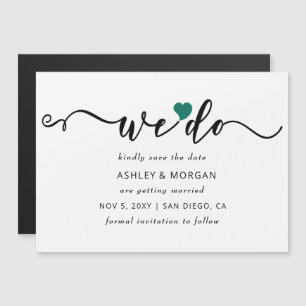 Invitation Magnétique Élégant script Coeur Turquoise Nous enregistrons l
