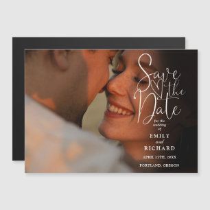 Invitation Magnétique Élégant Script Moderne Mariage Photo Enregistrer L