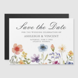 Invitation Magnétique Elegant Spring Wildflowers Save the Date