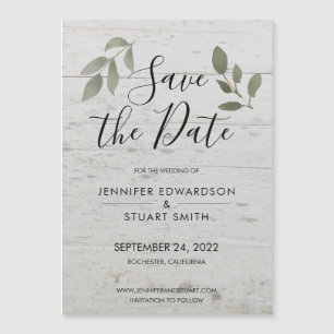 Invitation Magnétique Elégante aquarelle botanique feuille photo mariage