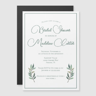 Invitation Magnétique Elégante Feuille Eucalyptus Vert Fête des mariées 