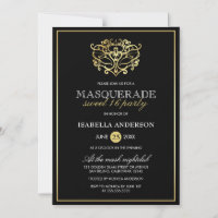 Elégante Gold & Black Masquerade Sweet 16 Party