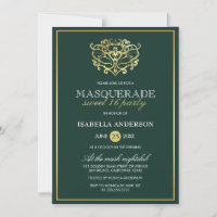 Emerald Green & Gold Masquerade Sweet 16 Party