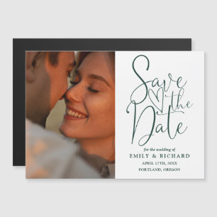Invitation Magnétique Emerald Green Photo Mariage Enregistrer la date