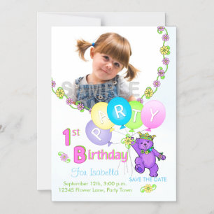 Invitation Magnétique Enregistrer La Date 1Er Anniversaire Fête Ours Vio