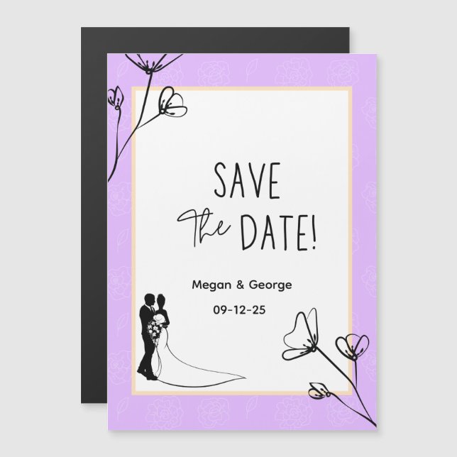 Invitation Magnétique Enregistrer la date Annonces du Mariage (Devant / Derrière)