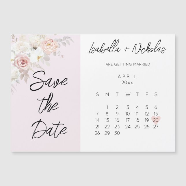 Invitation Magnétique Enregistrer le calendrier de l'aimant Date avec le (Devant)