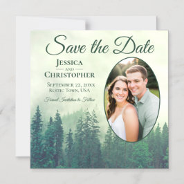 Invitation Magnétique Épingle de mariage ovale rustique Pin vert Enregis