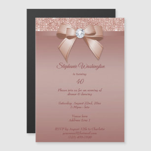 Invitation Magnétique Étincelles & Glamor, Rose Gold Birthday Party