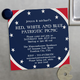 Invitation Magnétique Étoiles de pique-nique patriotique 4 juillet Rouge